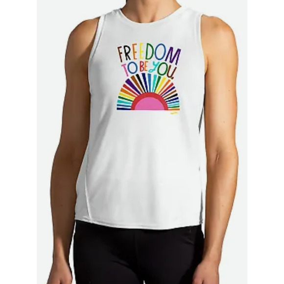 Brooks Running Tank Top Pride Edition Graphic Tank Rainbow Womens Small - Picture 1 of 8